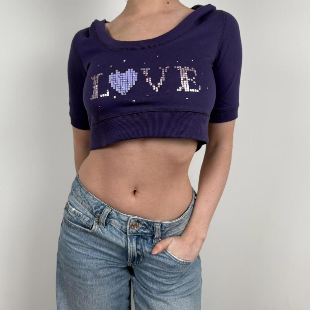 Women's Purple Crop Top Hoodie